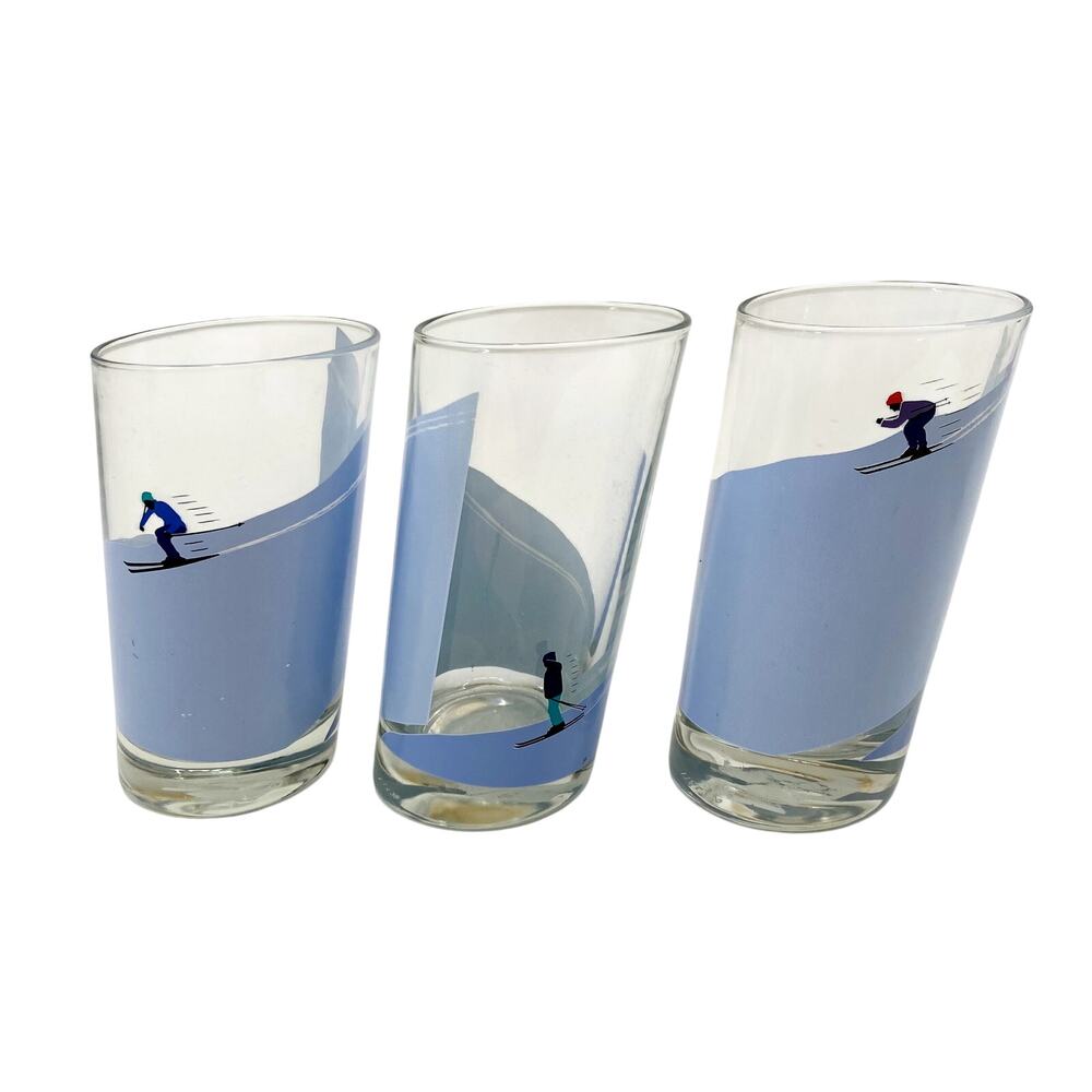Italy Ski Slopes Asymmetrical Slanted highball Alpine Glasses